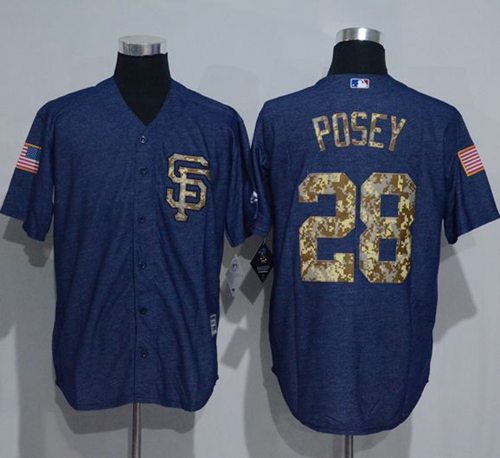 Giants #28 Buster Posey Denim Blue Salute to Service Stitched MLB jerseys